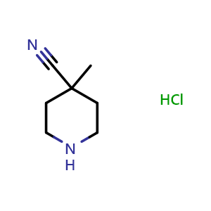 Chemical structure of 4-methylpiperidine-4-carbonitrile hydrochloride , CAS 948894-26-6, AChemBlock L13674