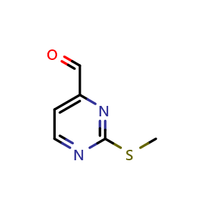 Chemical structure of 2-(Methylsulfanyl)pyrimidine-4-carbaldehyde , CAS 1074-68-6, AChemBlock L13677