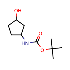 Chemical structure of tert-Butyl n-(3-hydroxycyclopentyl)carbamate , CAS 1154870-59-3, AChemBlock L13679