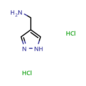 Chemical structure of 1H-Pyrazol-4-ylmethanamine dihydrochloride , CAS 1172862-88-2, AChemBlock L13681