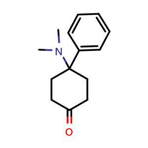 Chemical structure of 4-(Dimethylamino)-4-phenylcyclohexan-1-one , CAS 65619-20-7, AChemBlock L13719