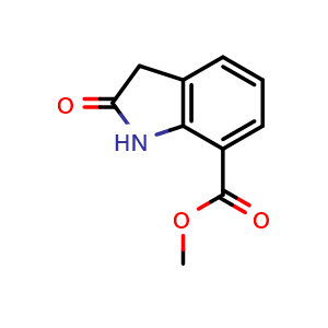 Chemical structure of Methyl 2-oxo-2,3-dihydro-1H-indole-7-carboxylate , CAS 380427-39-4, AChemBlock L13738