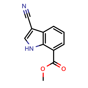 Chemical structure of Methyl 3-cyano-1H-indole-7-carboxylate , CAS 443144-24-9, AChemBlock L13755