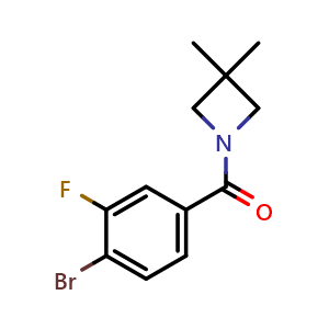 Chemical structure of 1-(4-Bromo-3-fluorobenzoyl)-3,3-dimethylazetidine , CAS 1810069-98-7, AChemBlock L13785