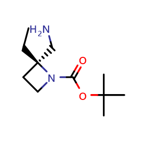 Chemical structure of tert-Butyl (2R)-2-(aminomethyl)-2-ethylazetidine-1-carboxylate , CAS 1638743-99-3, AChemBlock L13801
