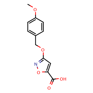 Chemical structure of 3-((4-methoxybenzyl)oxy)isoxazole-5-carboxylic acid , CAS 1463052-85-8, AChemBlock L13825