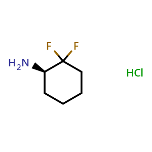 Chemical structure of (1R)-2,2-Difluorocyclohexan-1-amine hydrochloride , CAS 1638744-85-0, AChemBlock L13830