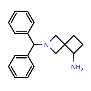 Chemical structure of 2-(Diphenylmethyl)-2-azaspiro[3.3]heptan-5-amine , CAS 1263296-82-7, AChemBlock L13832