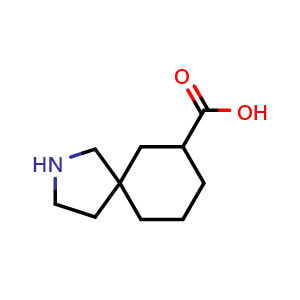 Chemical structure of 2-Azaspiro[4.5]decane-7-carboxylic acid , CAS 1363382-89-1, AChemBlock L13844