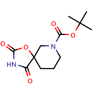 Chemical structure of tert-Butyl 2,4-dioxo-1-oxa-3,7-diazaspiro[4.5]decane-7-carboxylate , CAS 1946021-28-8, AChemBlock L13854