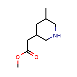 Chemical structure of Methyl 2-(5-methylpiperidin-3-yl)acetate , CAS 1818847-92-5, AChemBlock L13887