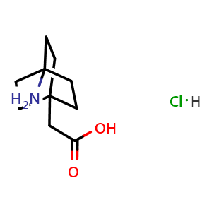 Chemical structure of 2-{4-Aminobicyclo[2.2.2]octan-1-yl}acetic acid hydrochloride , CAS 28345-44-0, AChemBlock L13899