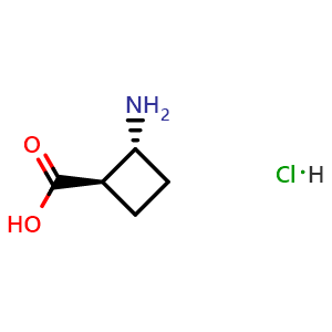 Chemical structure of Trans-2-aminocyclobutane-1-carboxylic acid hydrochloride , CAS 1818847-78-7, AChemBlock L13901