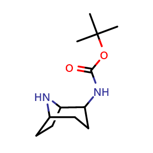 Chemical structure of 2-(Boc-amino)-8-azabicyclo[3.2.1]octane , CAS 1419101-51-1, AChemBlock L13912
