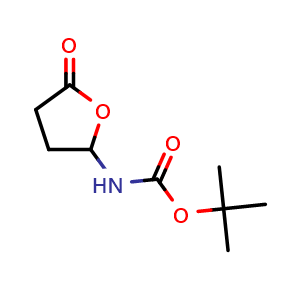 Chemical structure of tert-Butyl N-(5-oxooxolan-2-yl)carbamate , CAS 1956382-26-5, AChemBlock L13952
