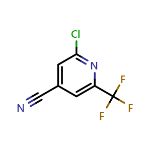 Chemical structure of 2-Chloro-6-(trifluoromethyl)pyridine-4-carbonitrile , CAS 1196155-38-0, AChemBlock L13979