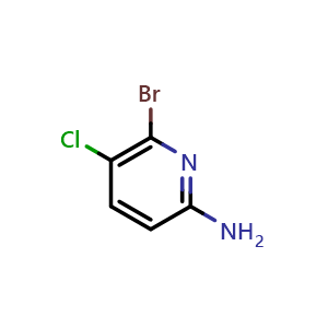 Chemical structure of 6-Bromo-5-chloro-2-pyridinamine , CAS 1004294-58-9, AChemBlock L14030