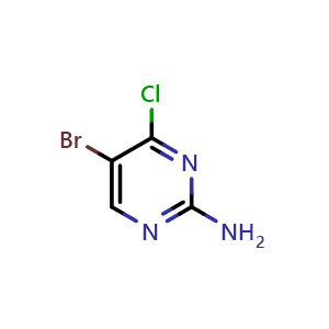 Chemical structure of 5-Bromo-4-chloropyrimidin-2-amine , CAS 1044767-99-8, AChemBlock L14039