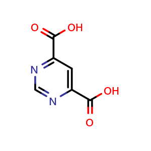 Chemical structure of Pyrimidine-4,6-dicarboxylic acid , CAS 16490-02-1, AChemBlock L14048
