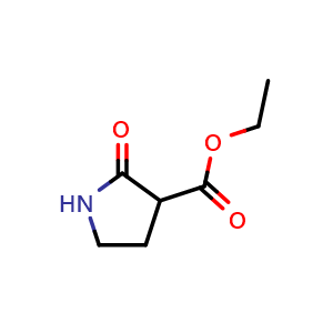 Chemical structure of Ethyl 2-oxopyrrolidine-3-carboxylate , CAS 36821-26-8, AChemBlock L14056