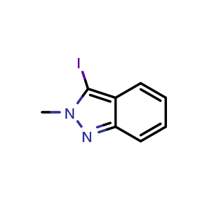 Chemical structure of 3-Iodo-2-methyl-2H-indazole , CAS 49572-64-7, AChemBlock L14060
