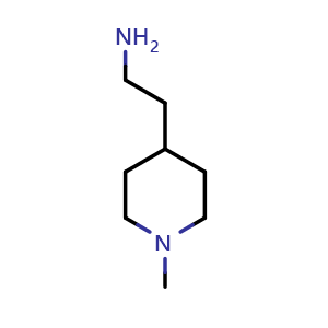 Chemical structure of 2-(1-Methylpiperidin-4-yl)ethan-1-amine , CAS 20845-38-9, AChemBlock L14080