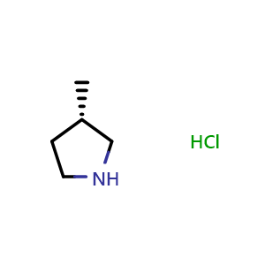 Chemical structure of (3S)-3-Methylpyrrolidine hydrochloride , CAS 186597-29-5, AChemBlock L14084