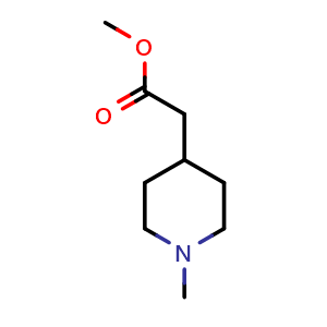 Chemical structure of Methyl 2-(1-methylpiperidin-4-yl)acetate , CAS 95533-25-8, AChemBlock L14085