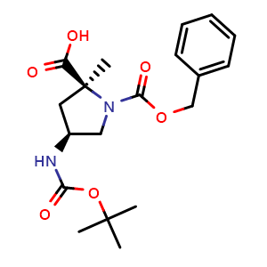 Chemical structure of 1-benzyl 2-methyl (2S,4S)-4-((tert-butoxycarbonyl)amino)pyrrolidine-1,2-dicarboxylate , CAS 168263-80-7, AChemBlock L14099