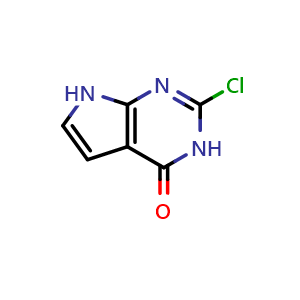 Chemical structure of 2-Chloro-3H,4H,7H-pyrrolo[2,3-d]pyrimidin-4-one , CAS 1245811-22-6, AChemBlock L14115