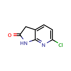Chemical structure of 6-Chloro-1H,2H,3H-pyrrolo[2,3-b]pyridin-2-one , CAS 220896-14-0, AChemBlock L14126