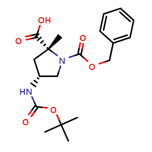 Chemical structure of 1-benzyl 2-methyl (2R,4R)-4-((tert-butoxycarbonyl)amino)pyrrolidine-1,2-dicarboxylate , CAS 787615-48-9, AChemBlock L14136
