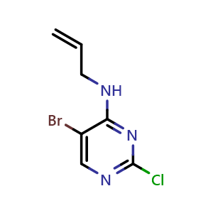 Chemical structure of 5-Bromo-2-chloro-N-(prop-2-en-1-yl)pyrimidin-4-amine , CAS 959799-08-7, AChemBlock L14144