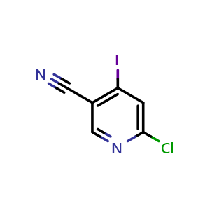 Chemical structure of 6-Chloro-4-iodopyridine-3-carbonitrile , CAS 1061357-83-2, AChemBlock L14150