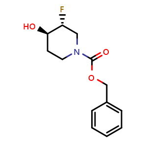 Chemical structure of Benzyl (3R,4R)-3-fluoro-4-hydroxypiperidine-1-carboxylate , CAS 1554141-63-7, AChemBlock L14167
