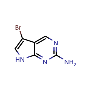 Chemical structure of 5-Bromo-7H-pyrrolo[2,3-d]pyrimidin-2-amine , CAS 1556457-89-6, AChemBlock L14168