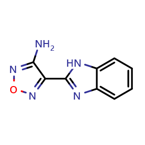 Chemical structure of 4-(1H-1,3-Benzodiazol-2-yl)-1,2,5-oxadiazol-3-amine , CAS 332026-86-5, AChemBlock L14174