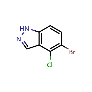 Chemical structure of 5-Bromo-4-chloro-1H-indazole , CAS 1082041-90-4, AChemBlock L14193