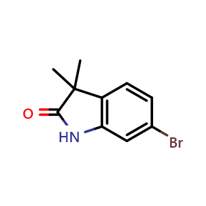 Chemical structure of 6-Bromo-3,3-dimethyl-2,3-dihydro-1H-indol-2-one , CAS 158326-84-2, AChemBlock L14210