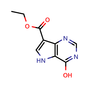 Chemical structure of Ethyl 4-hydroxy-5H-pyrrolo[3,2-d]pyrimidine-7-carboxylate , CAS 853058-41-0, AChemBlock L14221