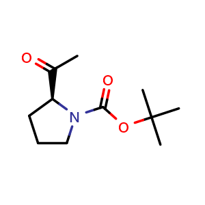Chemical structure of tert-Butyl (2S)-2-acetylpyrrolidine-1-carboxylate , CAS 91550-08-2, AChemBlock L14225
