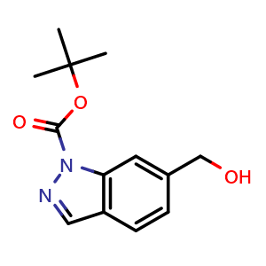 Chemical structure of tert-Butyl 6-(hydroxymethyl)-1H-indazole-1-carboxylate , CAS 1126424-52-9, AChemBlock L14231