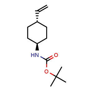 Chemical structure of tert-Butyl N-[trans-4-ethenylcyclohexyl]carbamate , CAS 1198355-16-6, AChemBlock L14239