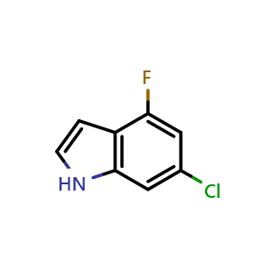 Chemical structure of 6-Chloro-4-fluoro-1H-indole , CAS 885520-88-7, AChemBlock L14241