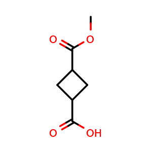 Chemical structure of 3-(Methoxycarbonyl)cyclobutane-1-carboxylic acid , CAS 116569-00-7, AChemBlock L14263
