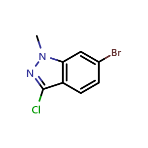 Chemical structure of 6-Bromo-3-chloro-1-methyl-1H-indazole , CAS 1243472-33-4, AChemBlock L14270