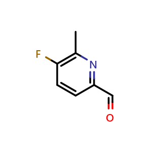 Chemical structure of 5-Fluoro-6-methylpyridine-2-carbaldehyde , CAS 884495-34-5, AChemBlock L14295
