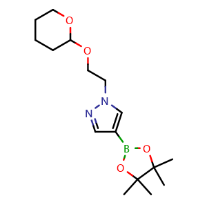 Chemical structure of 1-[2-(Oxan-2-yloxy)ethyl]-4-(tetramethyl-1,3,2-dioxaborolan-2-yl)-1H-pyrazole , CAS 956907-34-9, AChemBlock L14302