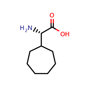 Chemical structure of (2S)-2-Amino-2-cycloheptylacetic acid , CAS 1447714-17-1, AChemBlock L14324