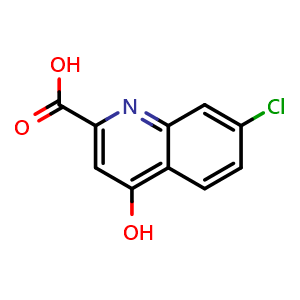 Chemical structure of 7-Chloro-4-hydroxyquinoline-2-carboxylic acid , CAS 18000-24-3, AChemBlock L14330
